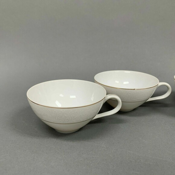 Touch of Gold Embassy Cups White Border Design Gold Trim Lot of 4 - Picture 2 of 12